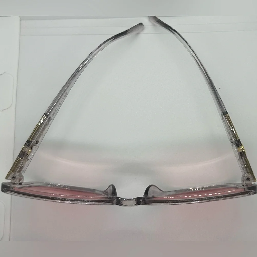 Oversized Square Sunglasses Gray Frame Pink Lens Gold DetailTrendy Fashion UV400